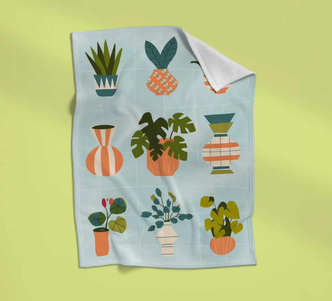 Botanisches Raster Fleecedecke von Artie Shifa