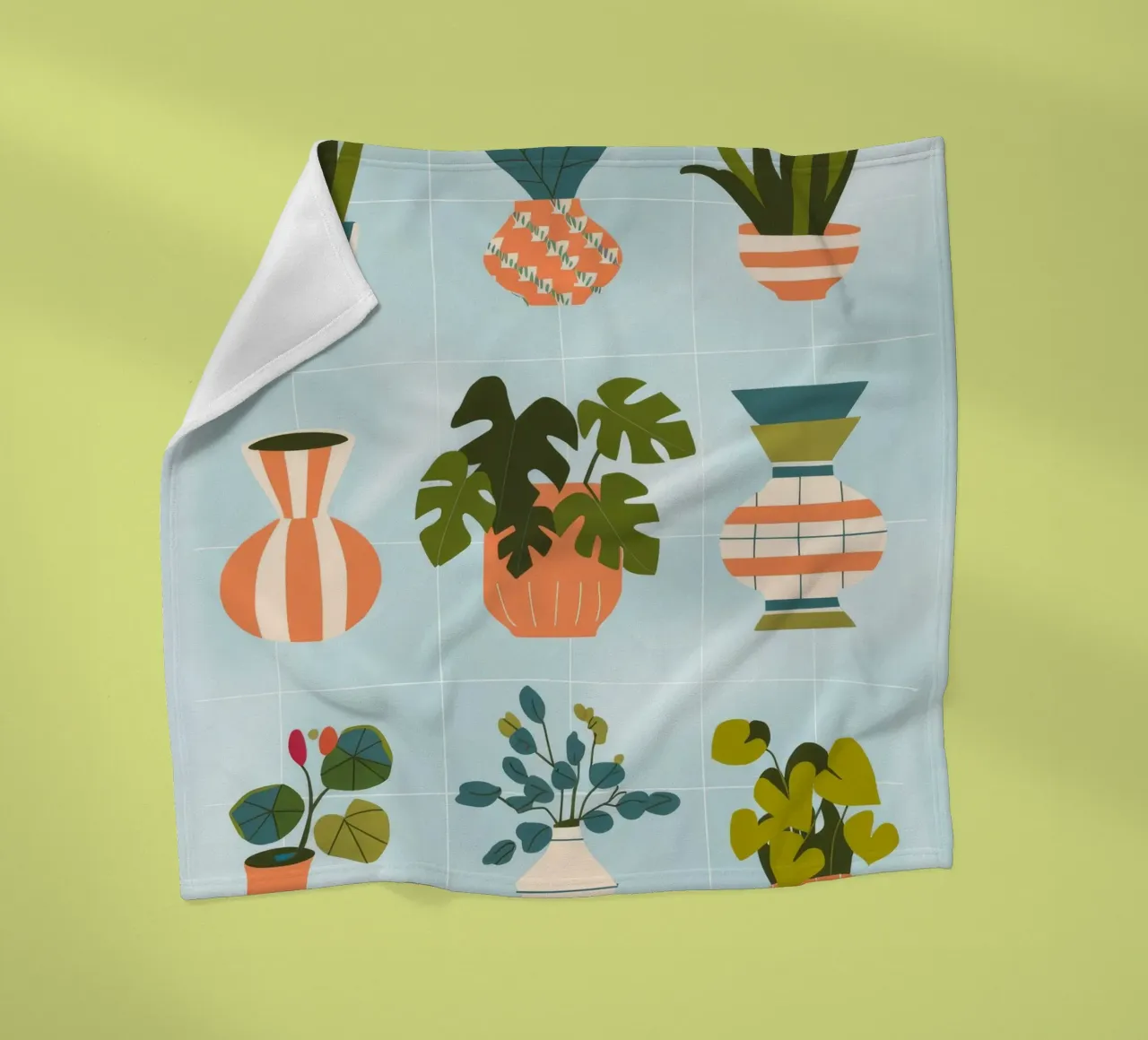 Botanisches Raster Fleecedecke von Artie Shifa