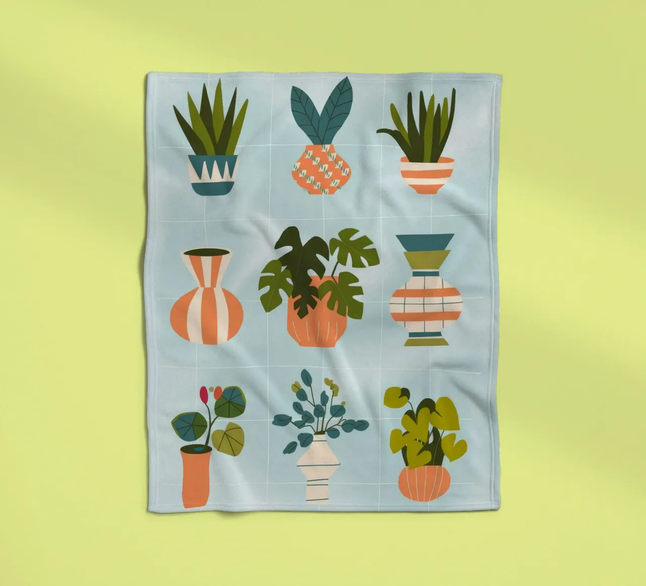 Botanisches Raster Fleecedecke von Artie Shifa