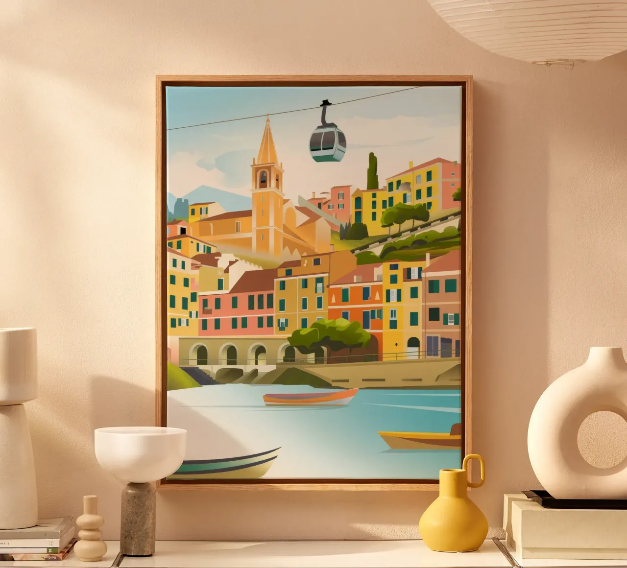 Kleurrijke haven canvas met Baklijst van Artie Shifa