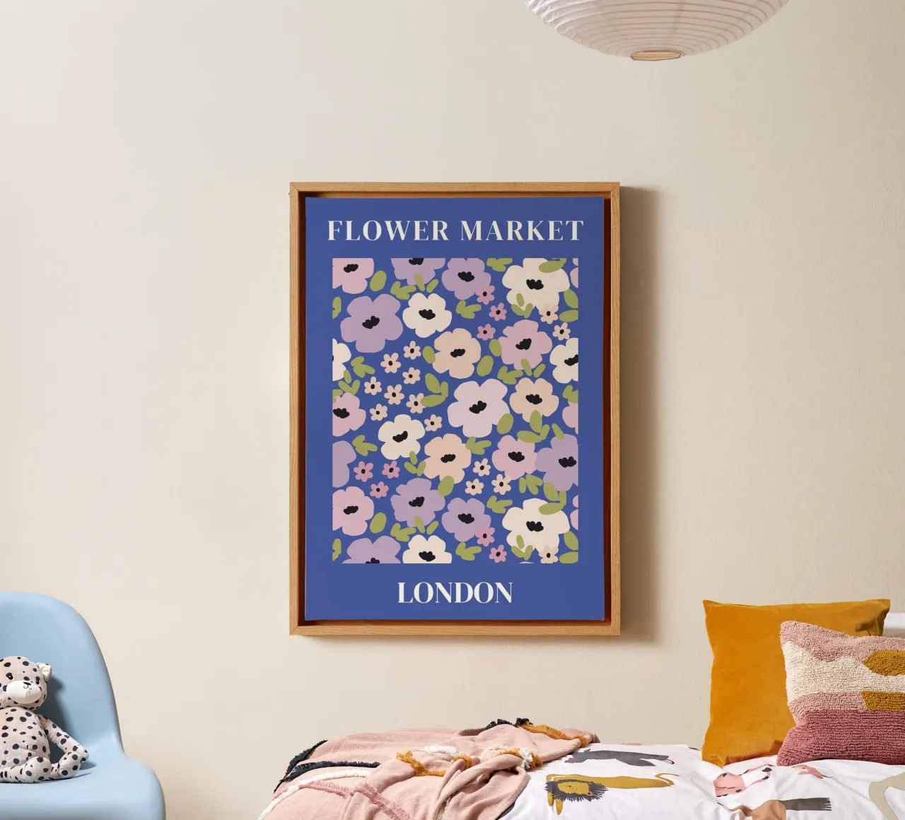 Bloemenmarkt, Londen, bloemsierkunst, abstracte bloem canvas met Baklijst van pdigitalprints