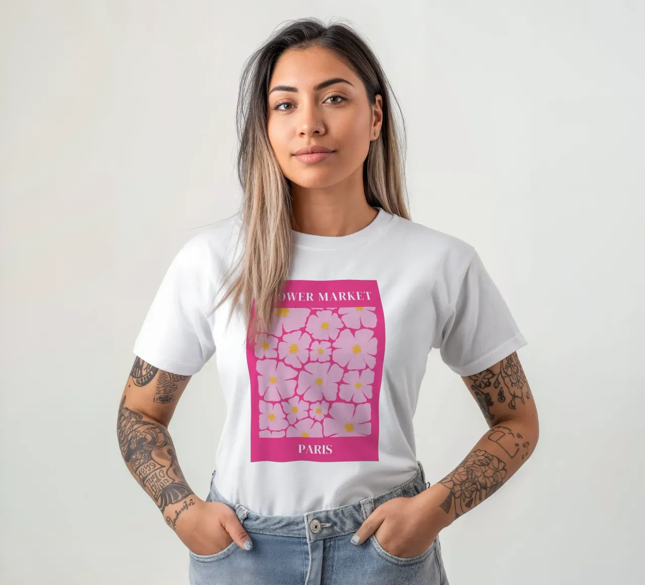 Flower Market, Paris, floral art, abstract flower t-shirt by pdigitalprints