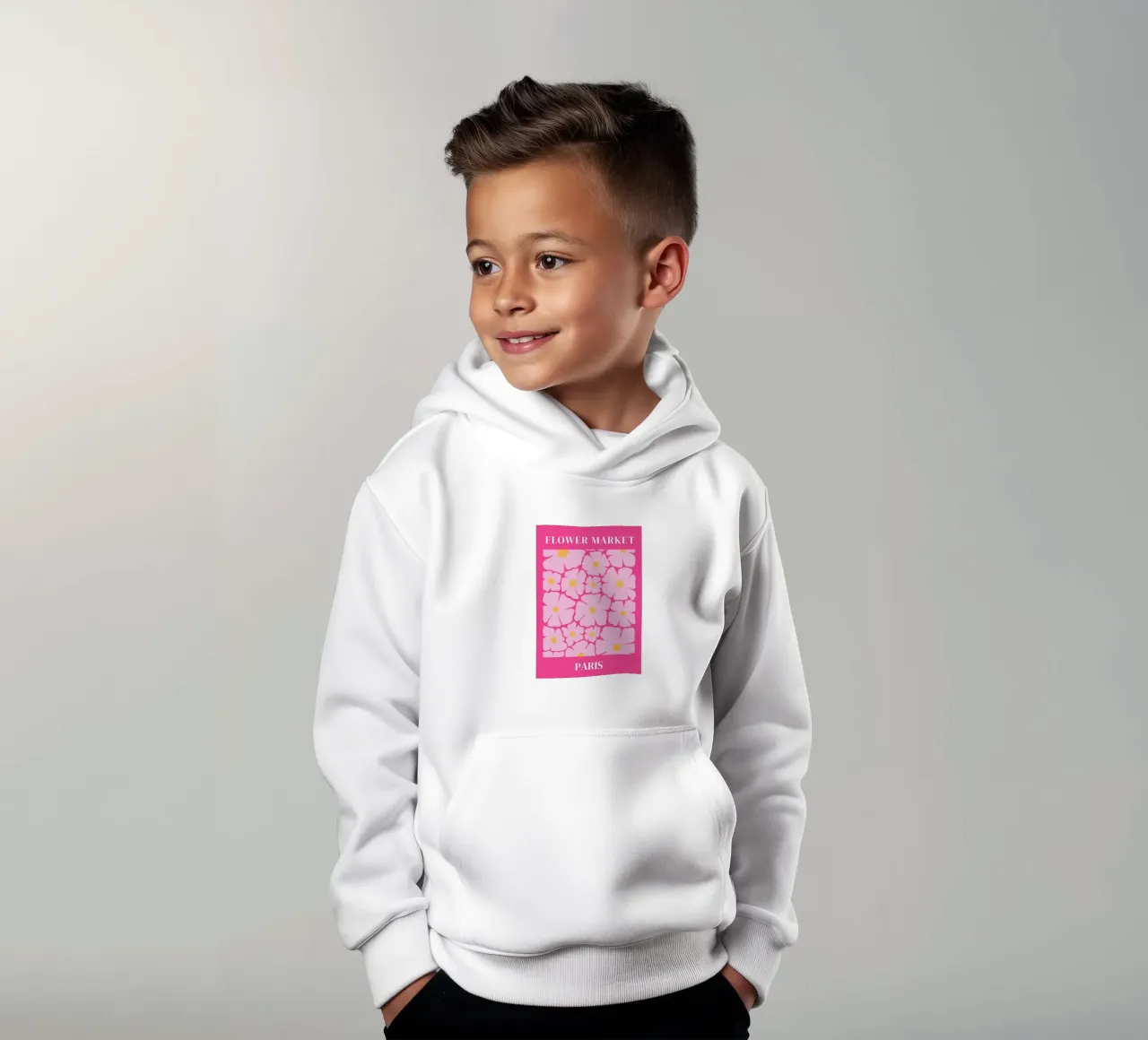 Bloemenmarkt, Parijs, bloemsierkunst, abstracte bloem kinder hoodie van pdigitalprints