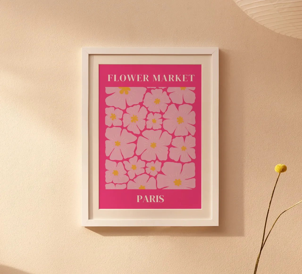 Bloemenmarkt, Parijs, bloemsierkunst, abstracte bloem poster met kunststof frame van pdigitalprints