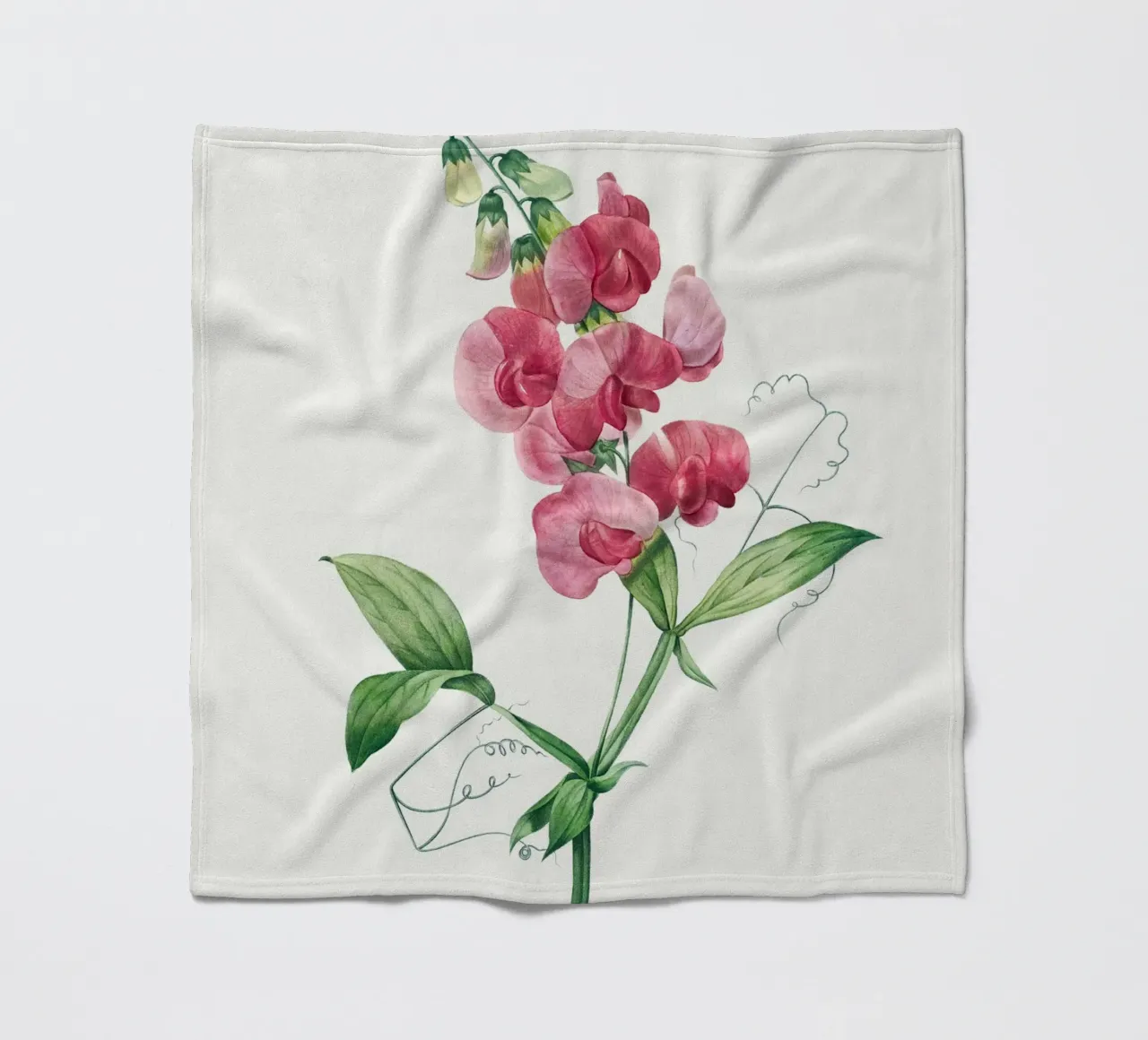 Everlasting Pea by Pierre-Joseph Redouté fleece blanket by Vintage Botanical Prints