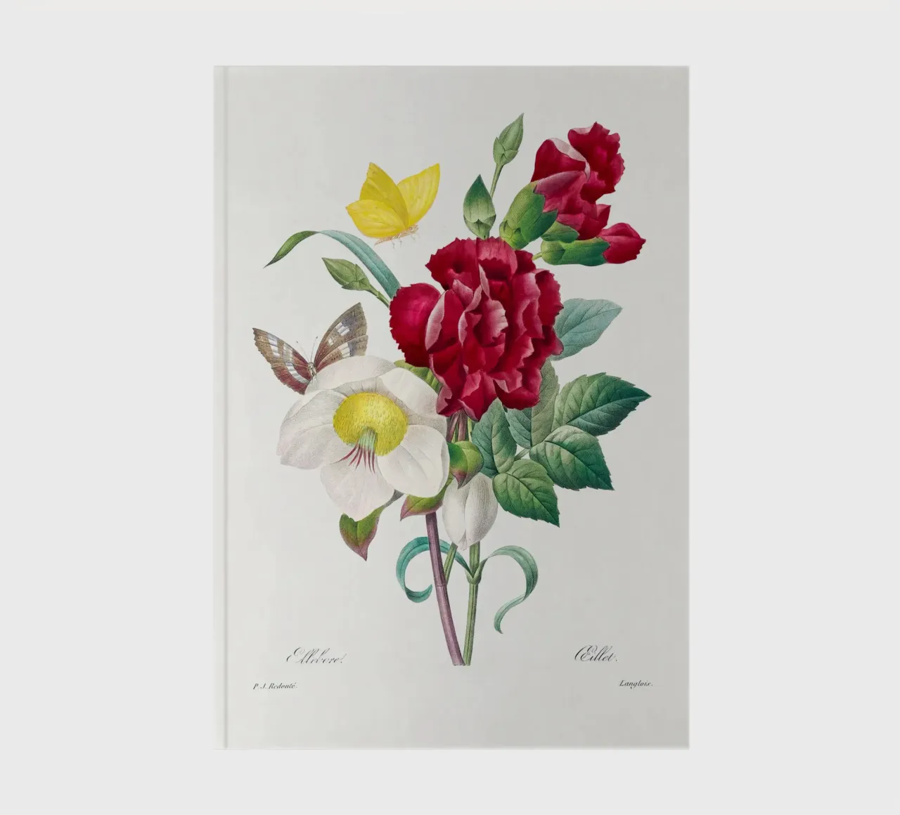 "Hellebore and Oeillet" by Pierre-Joseph Redouté notebook by Vintage Botanical Prints