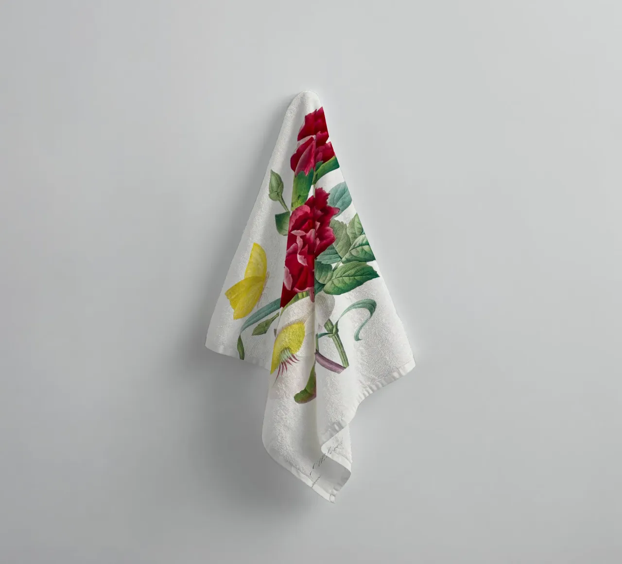 "Hellebore and Oeillet" by Pierre-Joseph Redouté towel by Vintage Botanical Prints