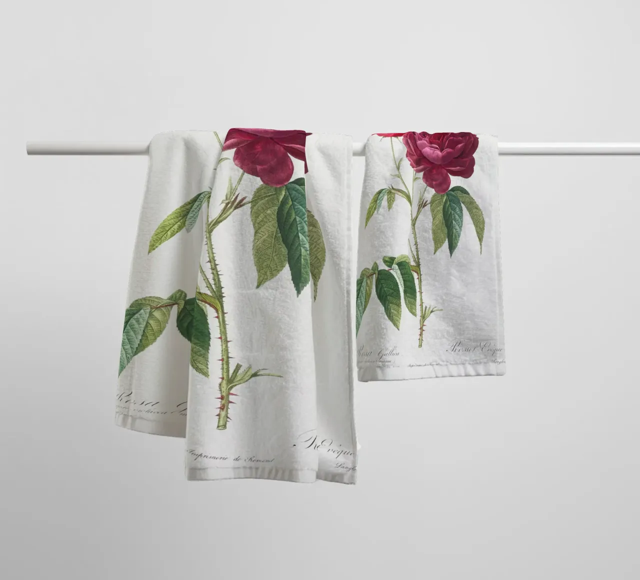 Rosa francese viola di Pierre-Joseph Redouté asciugamano da bagno da Vintage Botanical Prints
