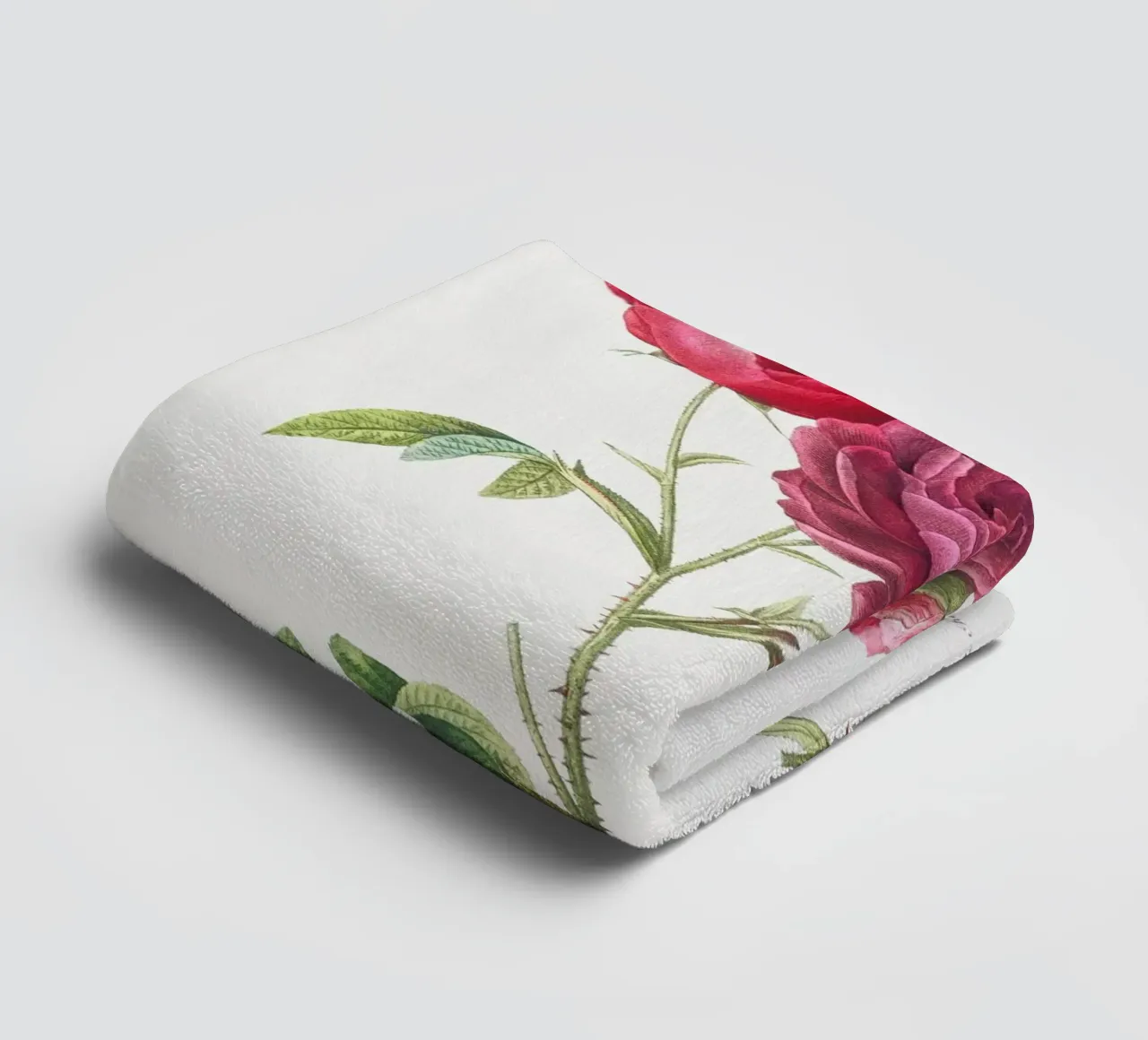 Rosa francese viola di Pierre-Joseph Redouté asciugamano da bagno da Vintage Botanical Prints