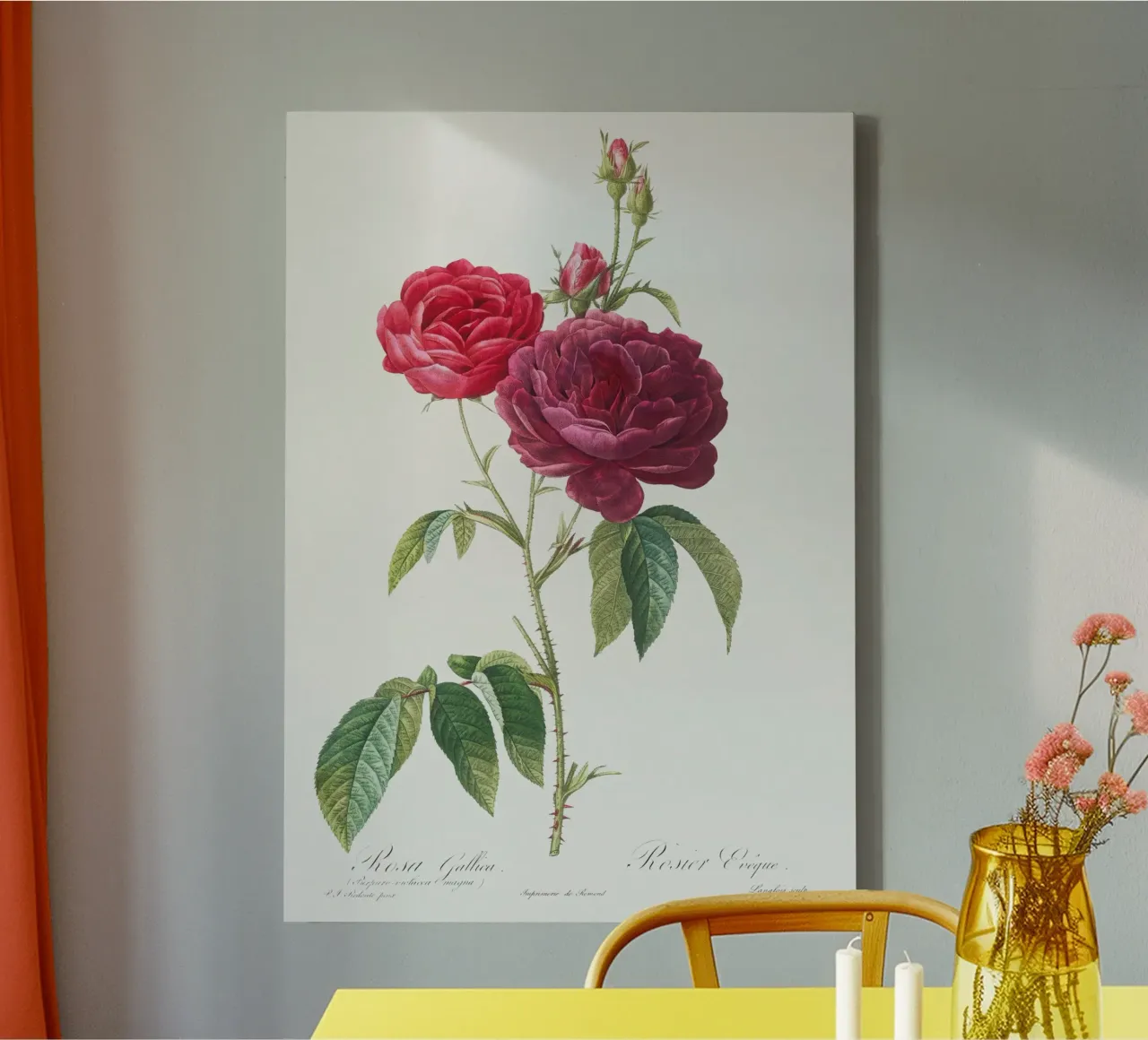 Rosa francese viola di Pierre-Joseph Redouté tela con Cornice a cassetta da Vintage Botanical Prints
