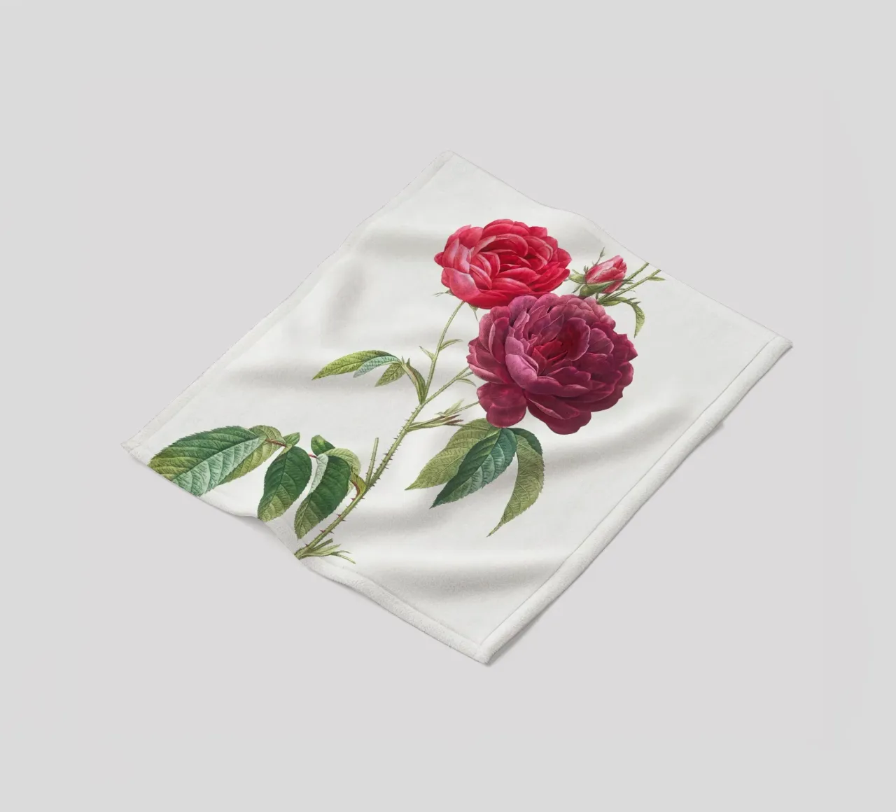 Rosa francese viola di Pierre-Joseph Redouté coperta in pile da Vintage Botanical Prints
