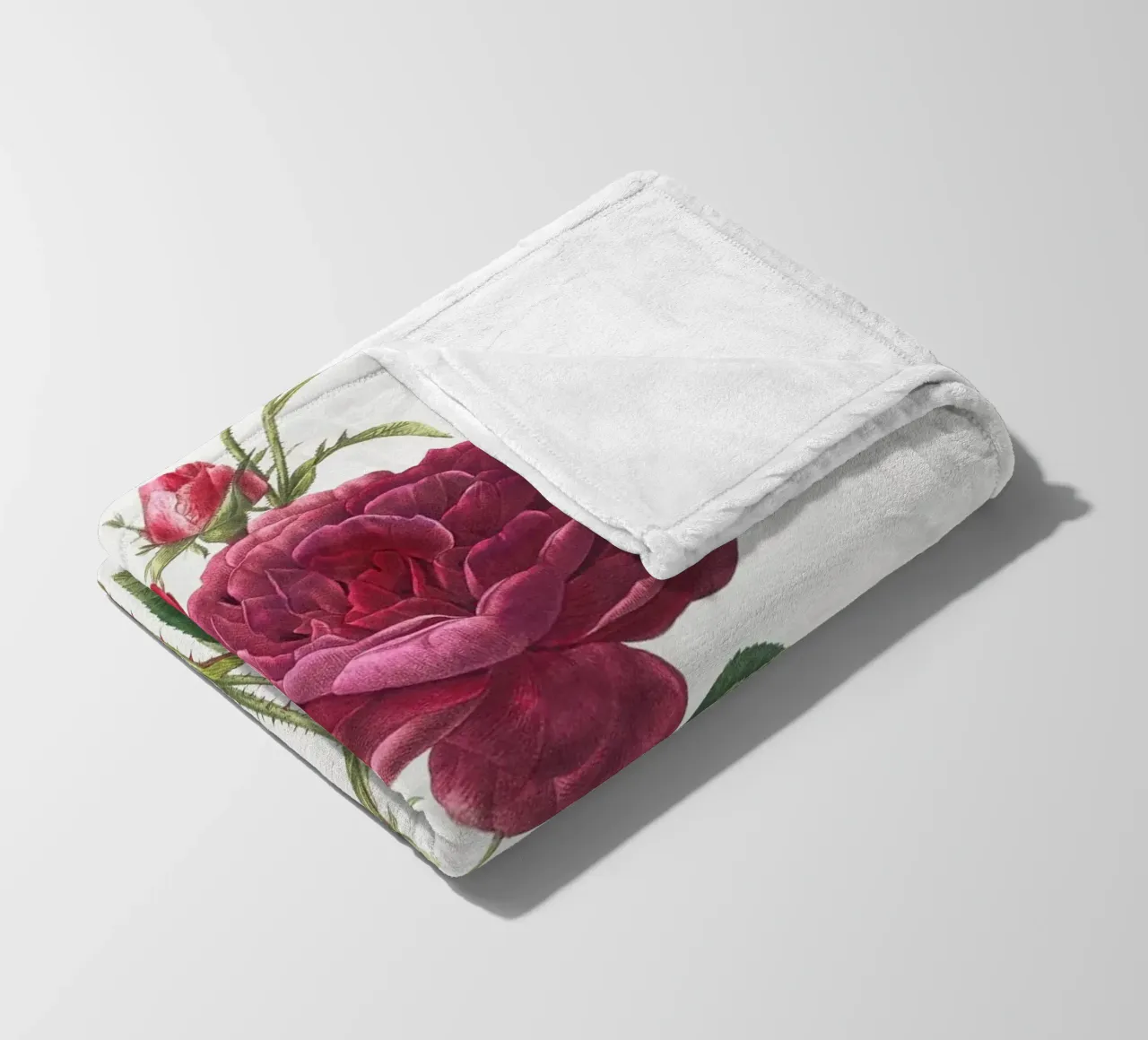 Rosa francese viola di Pierre-Joseph Redouté coperta in pile da Vintage Botanical Prints