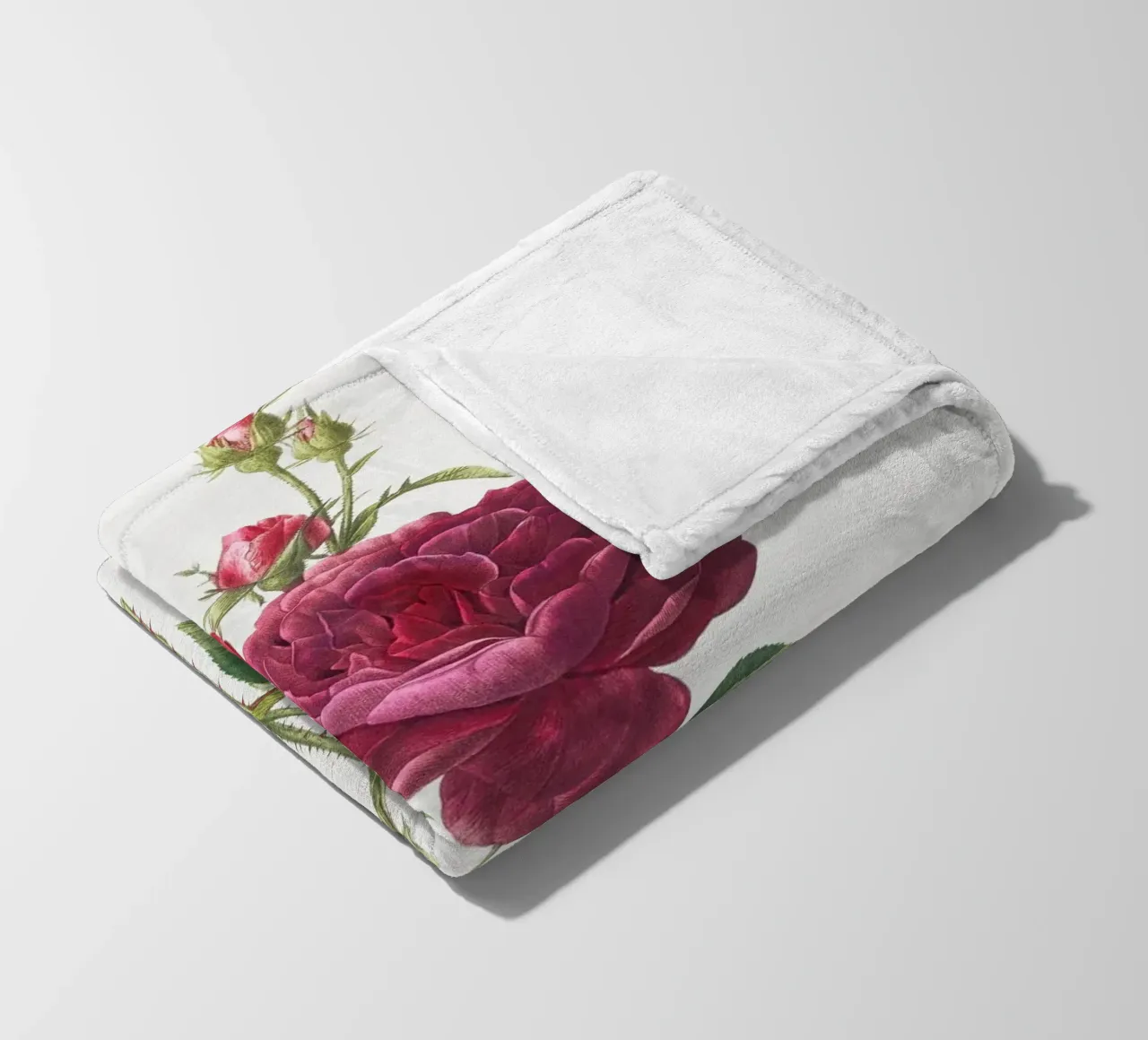 Rosa francese viola di Pierre-Joseph Redouté coperta in pile da Vintage Botanical Prints
