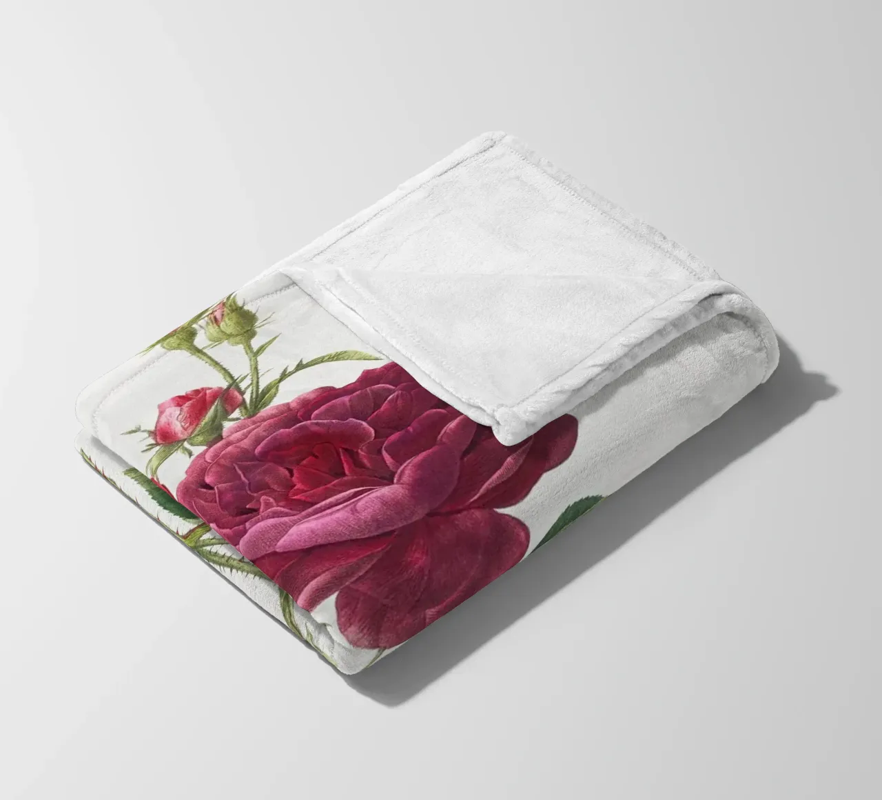 Rosa francese viola di Pierre-Joseph Redouté coperta in pile da Vintage Botanical Prints