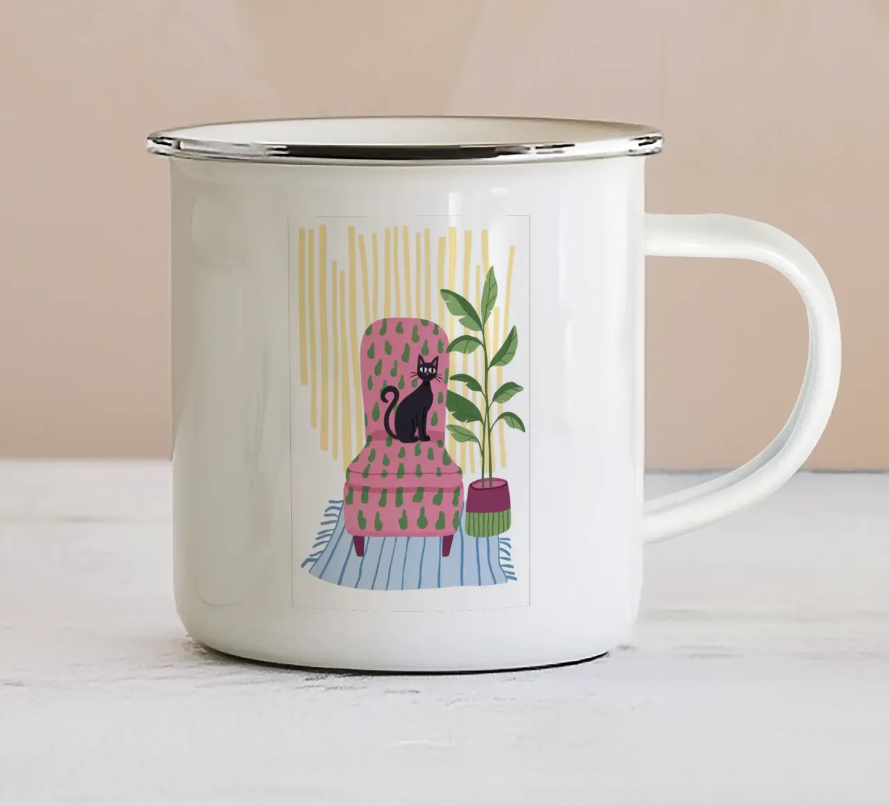 Trono felino tazza in smalto da Artie Shifa