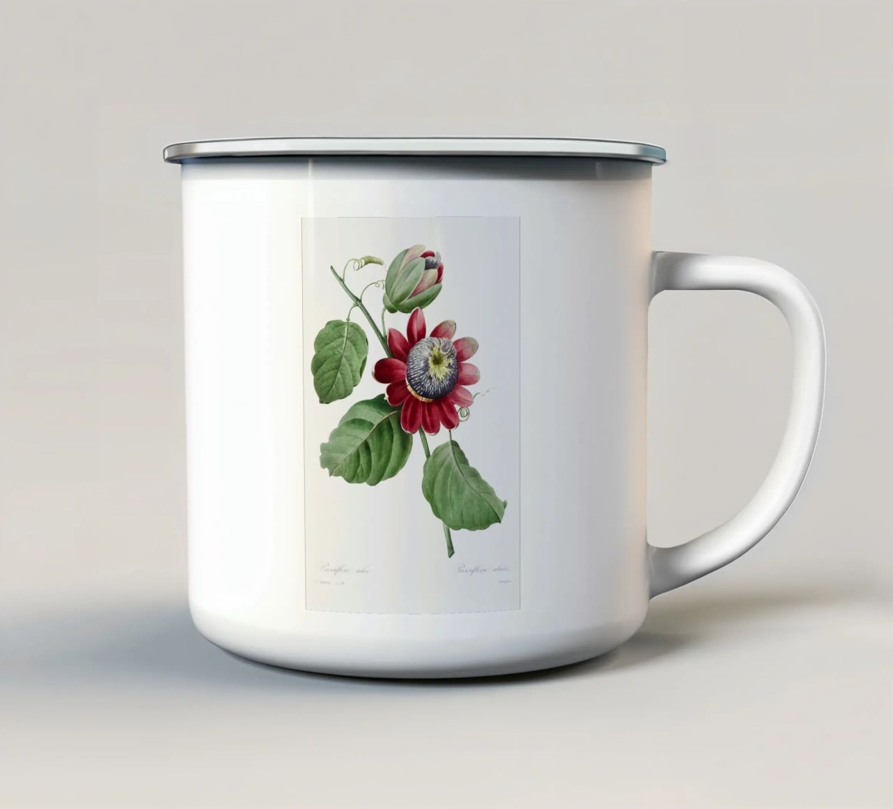 Passiflore Ailee (1827) di Pierre-Joseph Redouté tazza in smalto da Vintage Botanical Prints