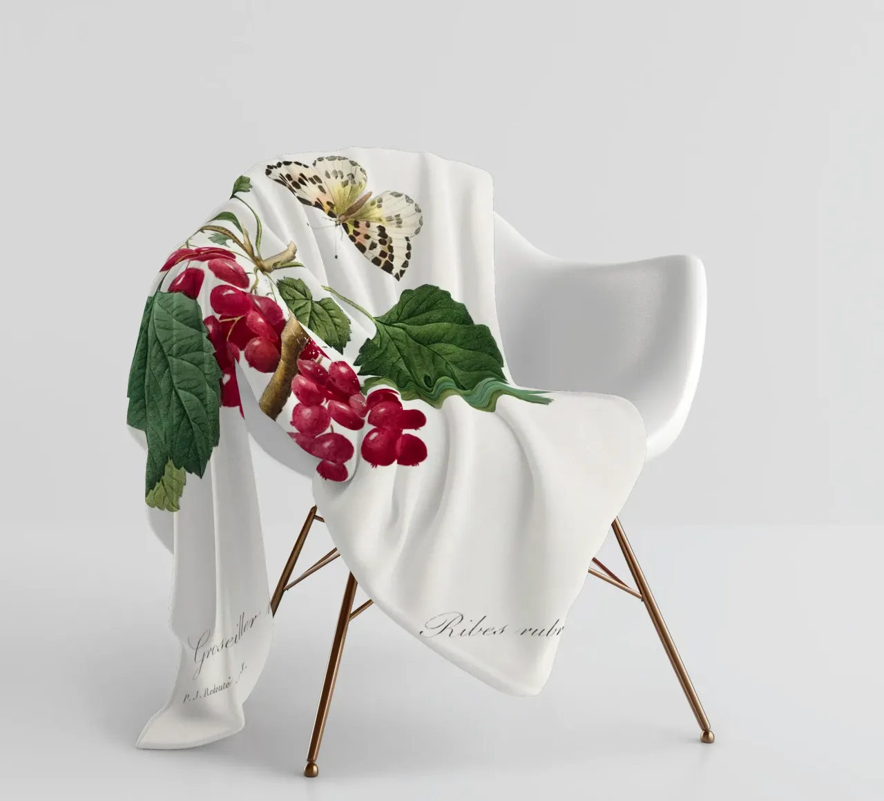 "Ribes rosso" (1827) di Pierre-Joseph Redouté coperta in pile da Vintage Botanical Prints