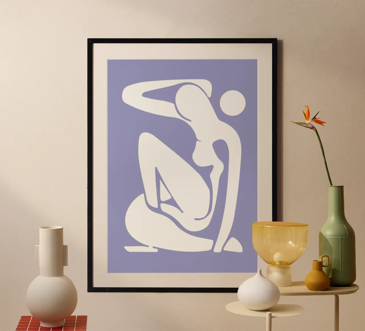 Henri Matisse, Uitgesneden vrouwen abstracte kunst, Blauw poster van pdigitalprints