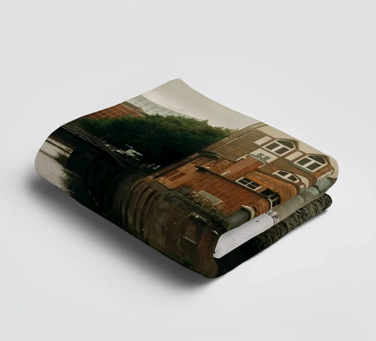 Hamburg in the rain - atmospheric photo of the moated castle towel by Bold and Retro