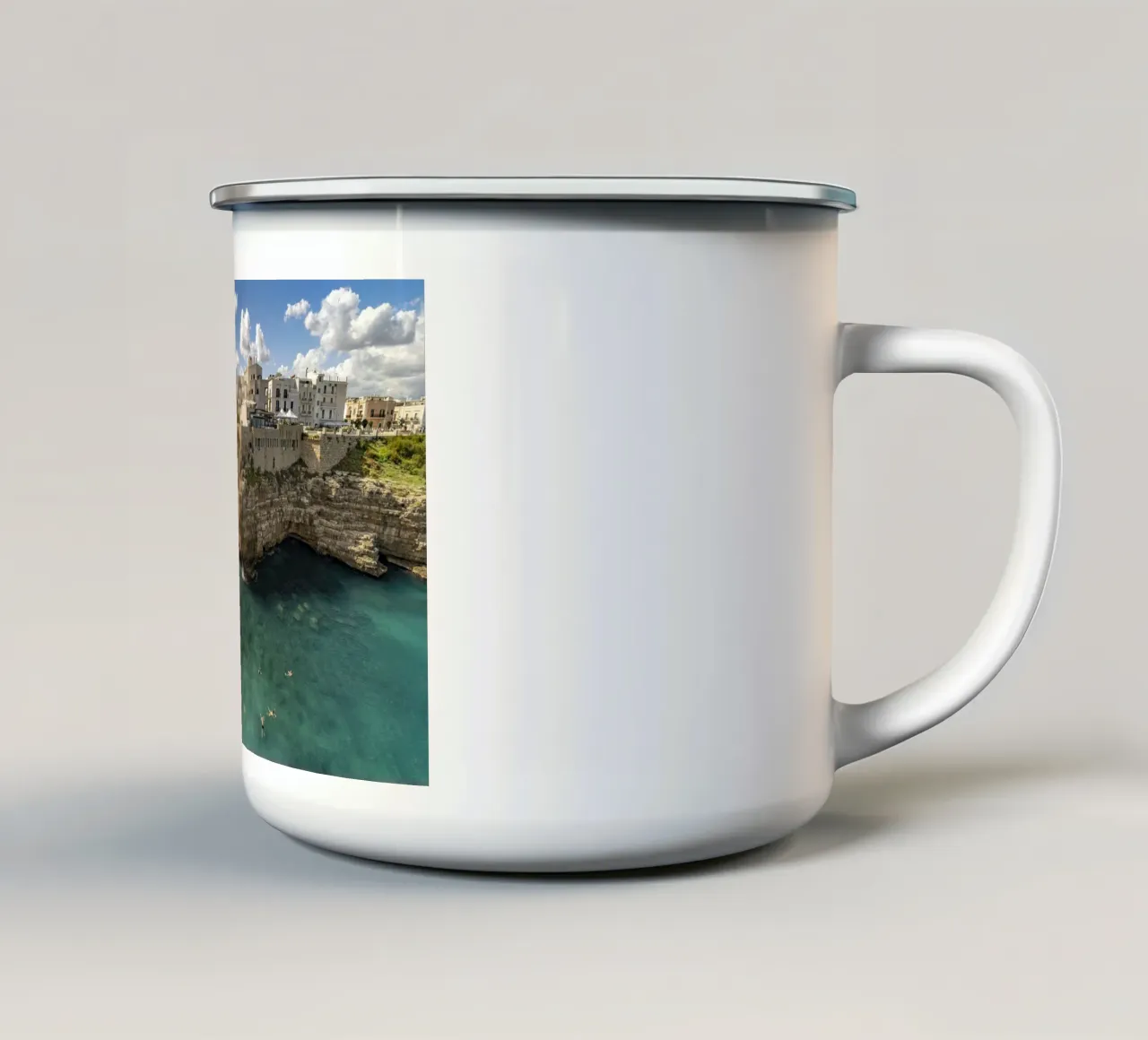 Polignano in Apulien tazza in smalto da Reisefotografie - Bilder aus aller Welt