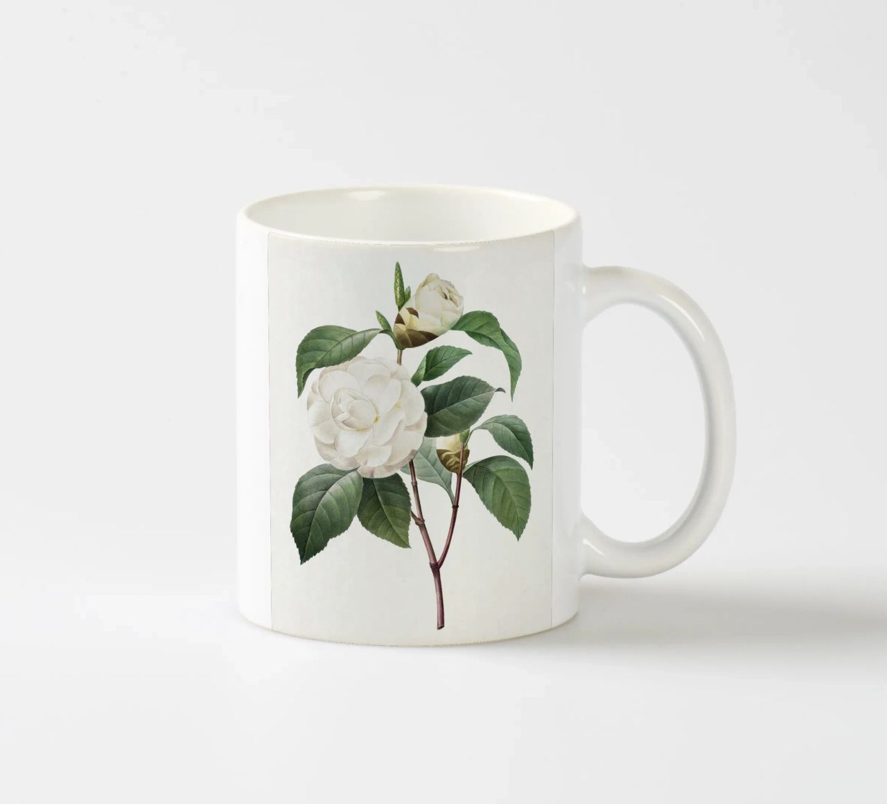 "Camelia bianca" (1827) di Pierre-Joseph Redouté tazza in ceramica da Vintage Botanical Prints