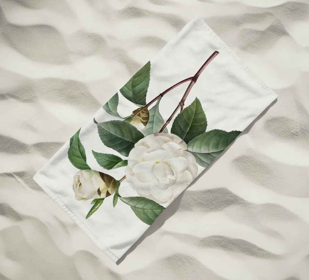 "Camelia bianca" (1827) di Pierre-Joseph Redouté telo mare da Vintage Botanical Prints
