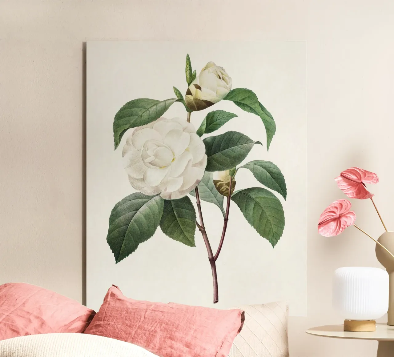 "Camelia bianca" (1827) di Pierre-Joseph Redouté alluminio dibond da Vintage Botanical Prints