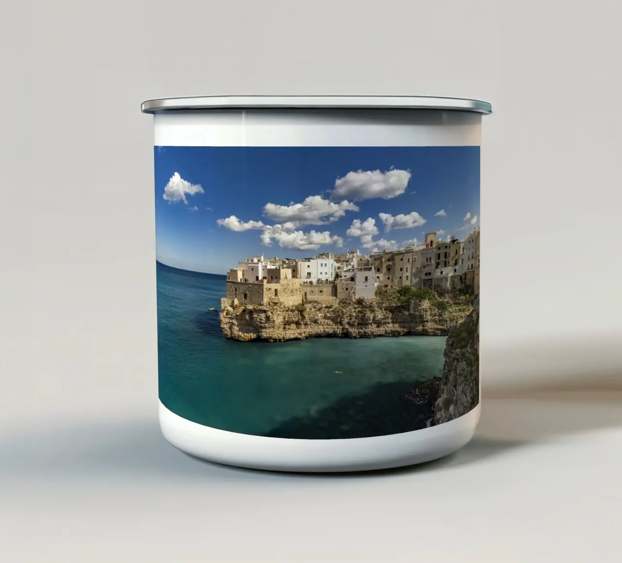 Polignano in Apulien tazza in smalto da Reisefotografie - Bilder aus aller Welt