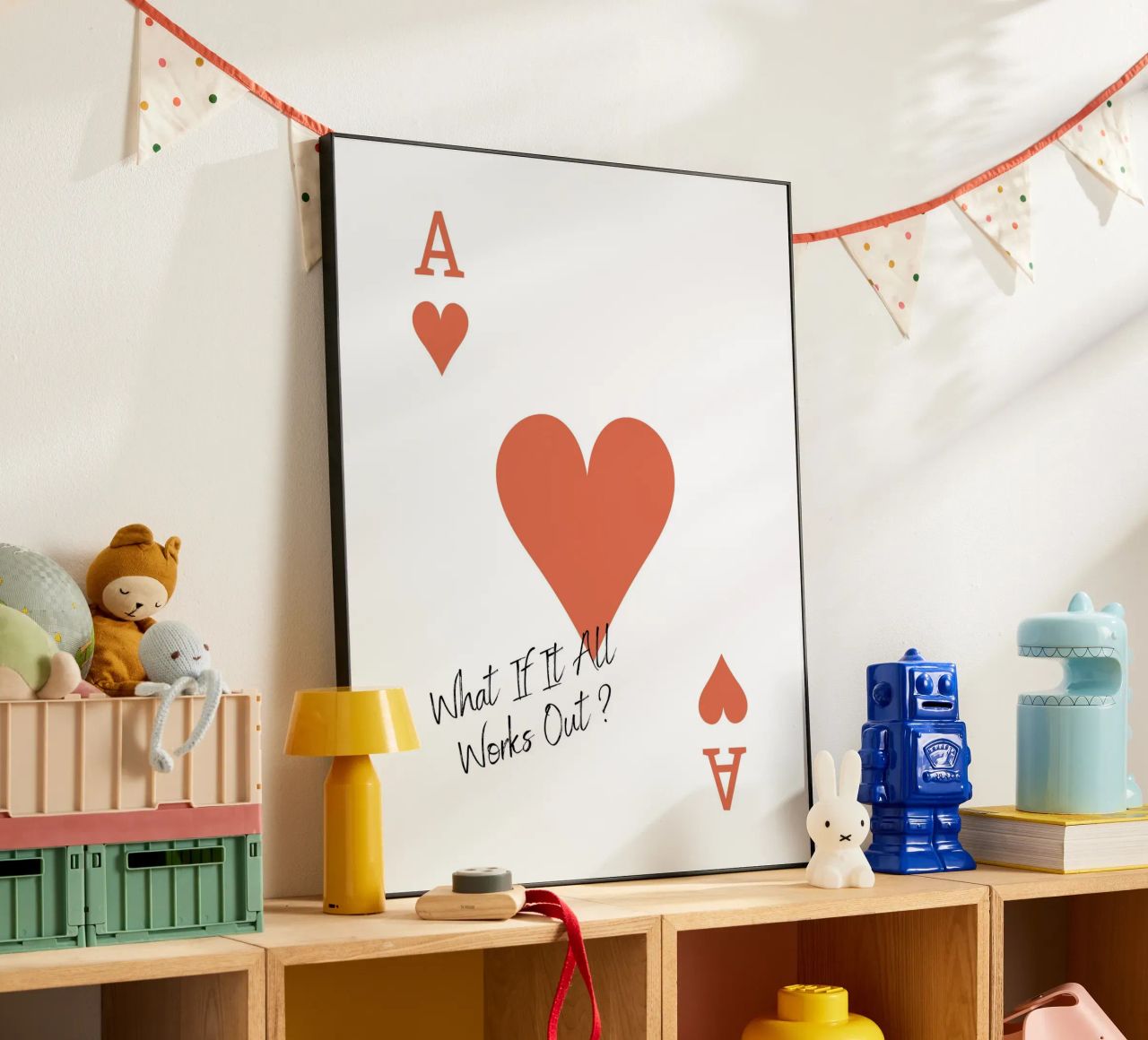 Playing Cards, Heart As, What If It All Works Out - Quote Alu-Dibond von Peaches Art Prints