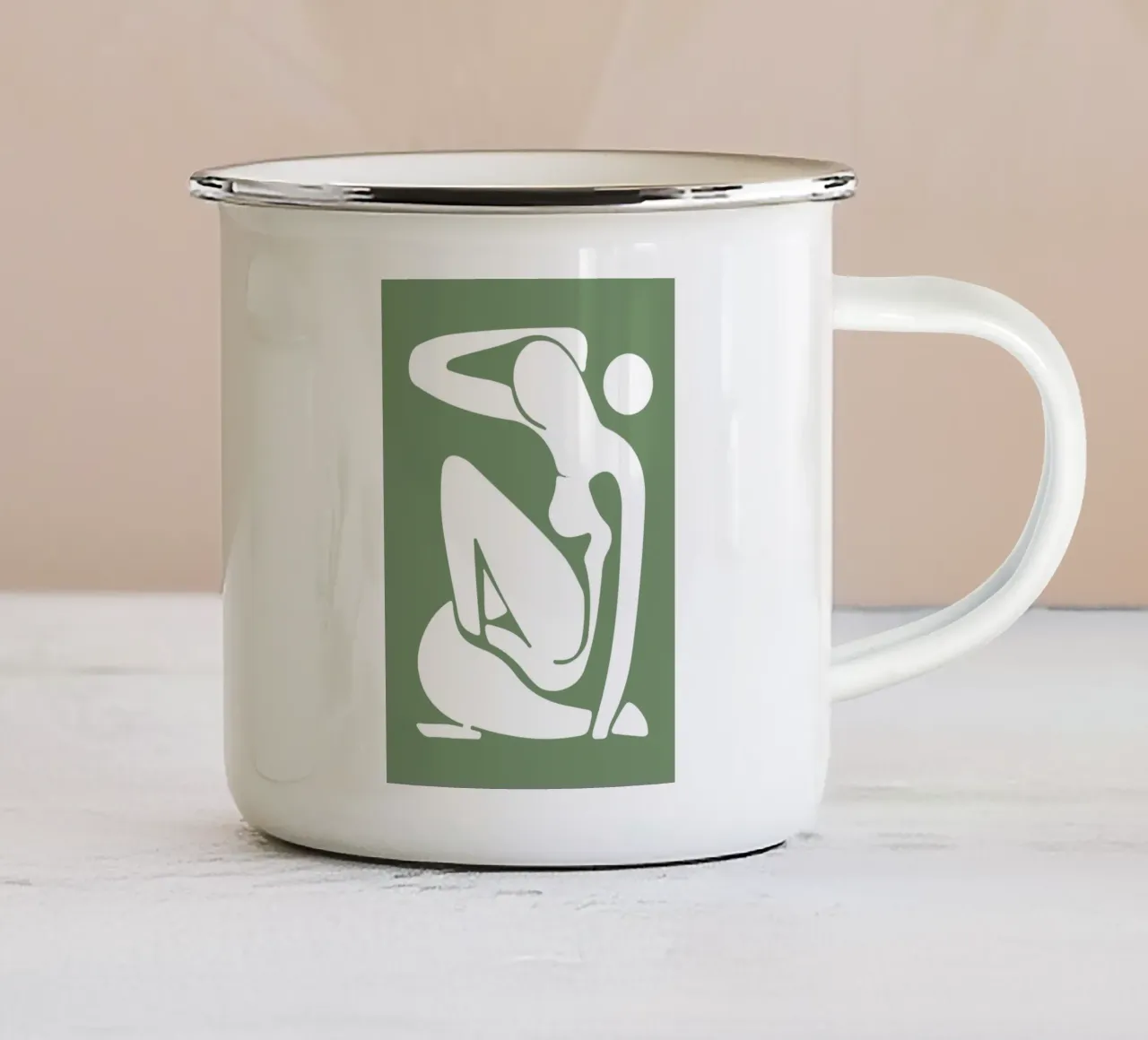 Henri Matisse, Femme découpée Art abstrait, Vert sauge mug en émail de pdigitalprints