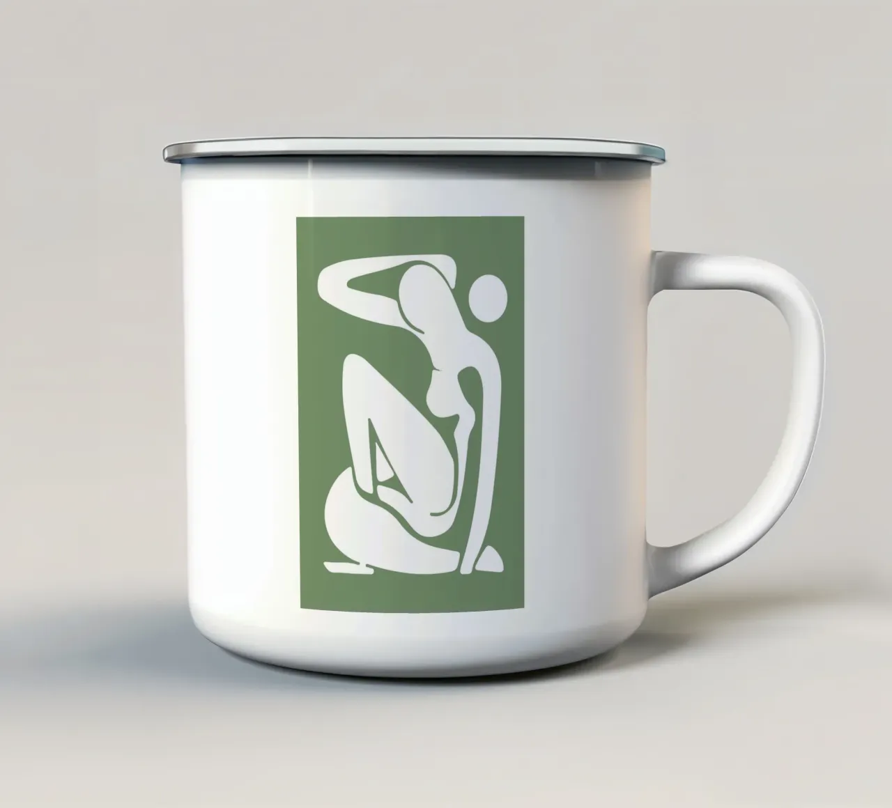 Henri Matisse, Femme découpée Art abstrait, Vert sauge mug en émail de pdigitalprints