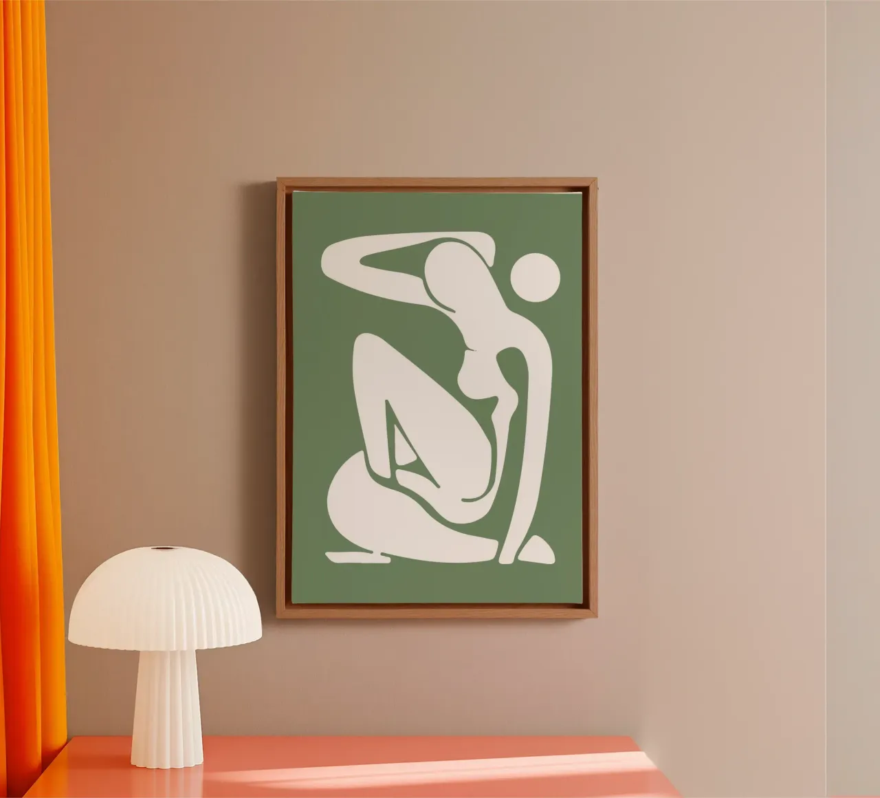 Henri Matisse, Uitgesneden vrouwen abstracte kunst, Saliegroen canvas met Baklijst van pdigitalprints