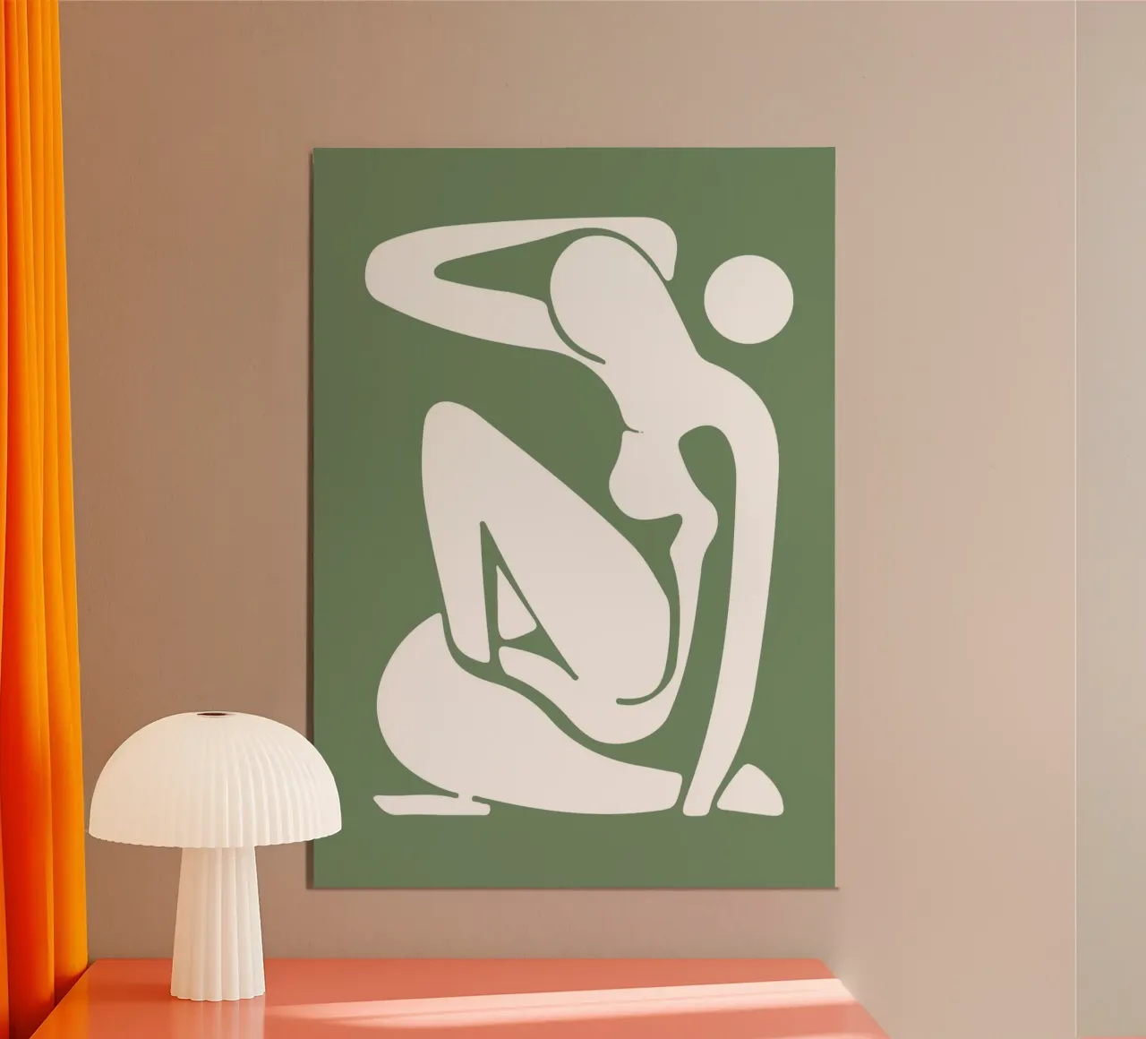 Henri Matisse, Femme découpée Art abstrait, Vert sauge poster avec cadre en aluminium de pdigitalprints