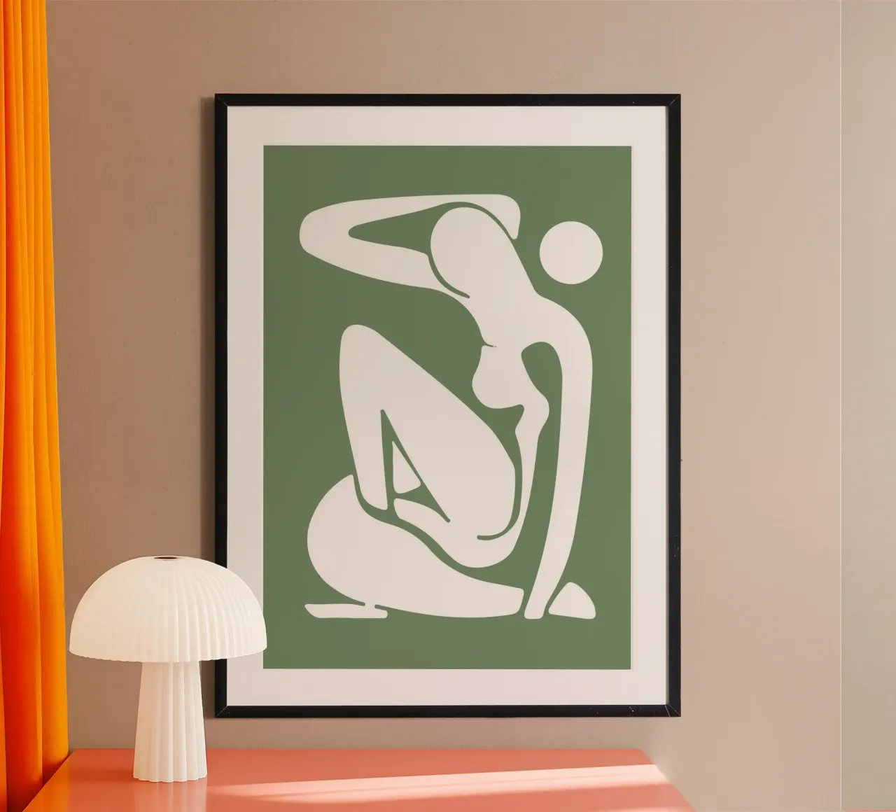Henri Matisse, Femme découpée Art abstrait, Vert sauge poster avec cadre en aluminium de pdigitalprints