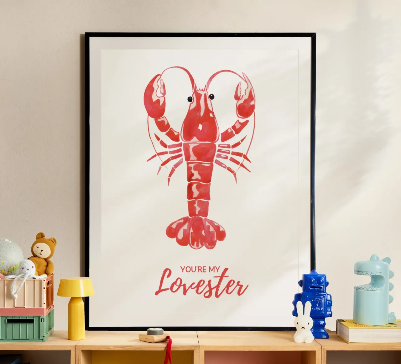Du bist mein Liebster, Hummer, Valentines Zitat Geschenk Poster von Peaches Art Prints