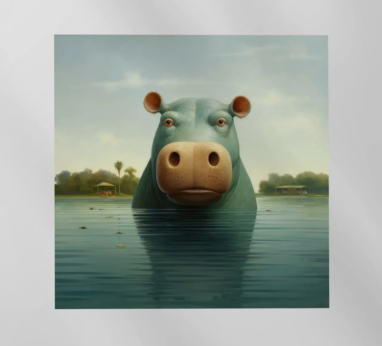 Ippopotamo minimo 2 pellicola backlit da Minimal Animal Art
