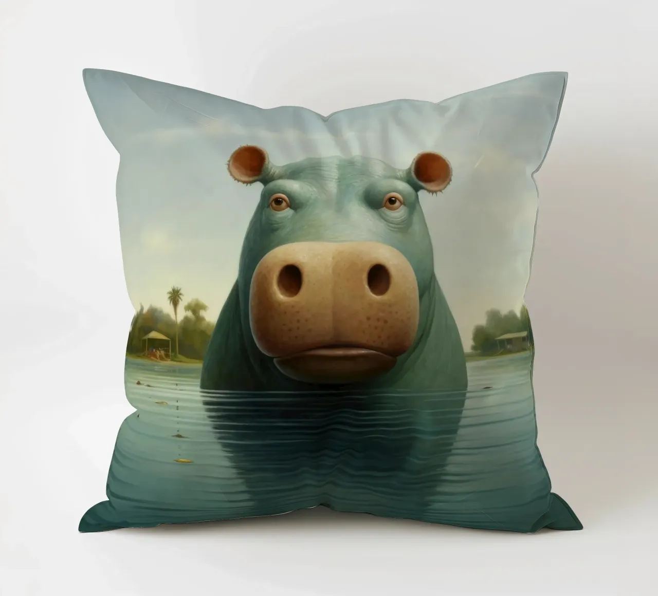 Ippopotamo minimo 2 cuscino da Minimal Animal Art