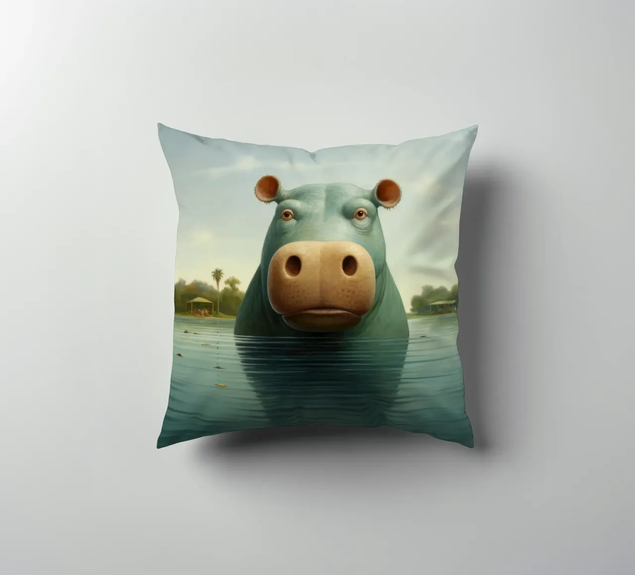 Ippopotamo minimo 2 cuscino da Minimal Animal Art