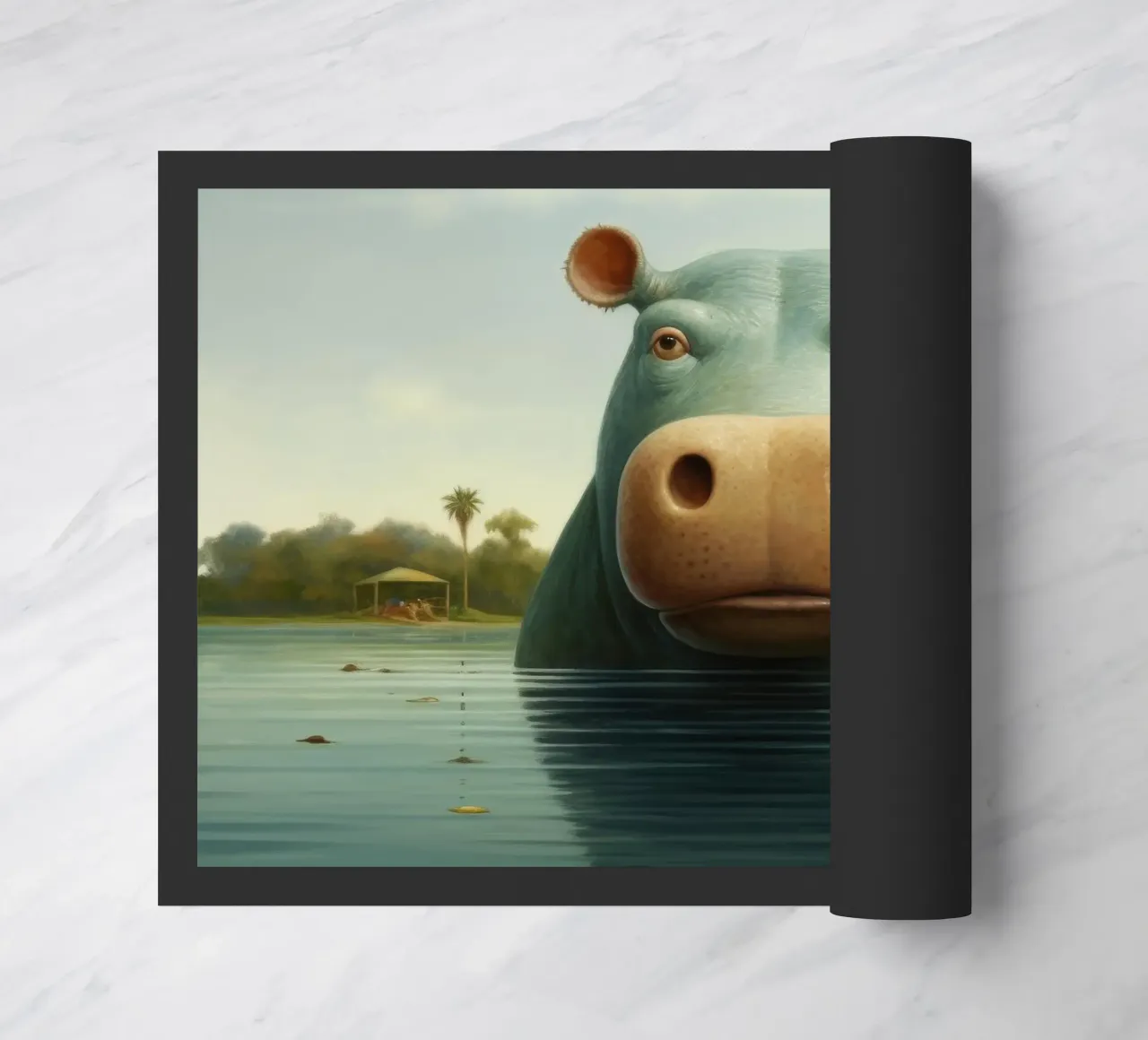 Ippopotamo minimo 2 zerbino da Minimal Animal Art