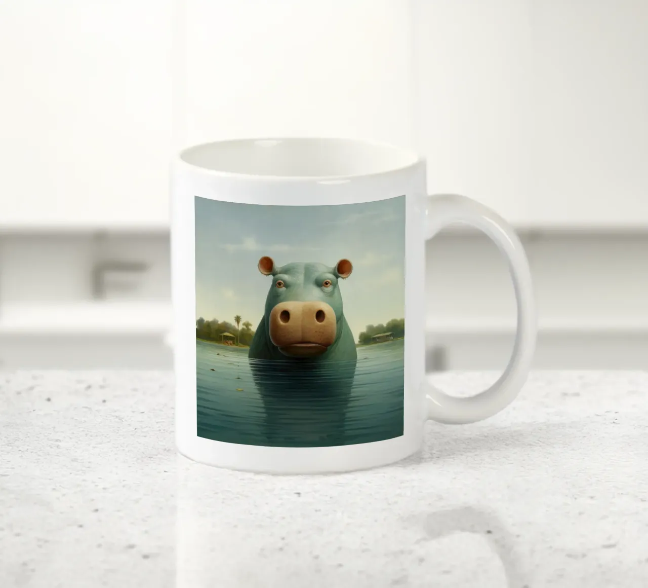 Ippopotamo minimo 2 tazza in ceramica da Minimal Animal Art