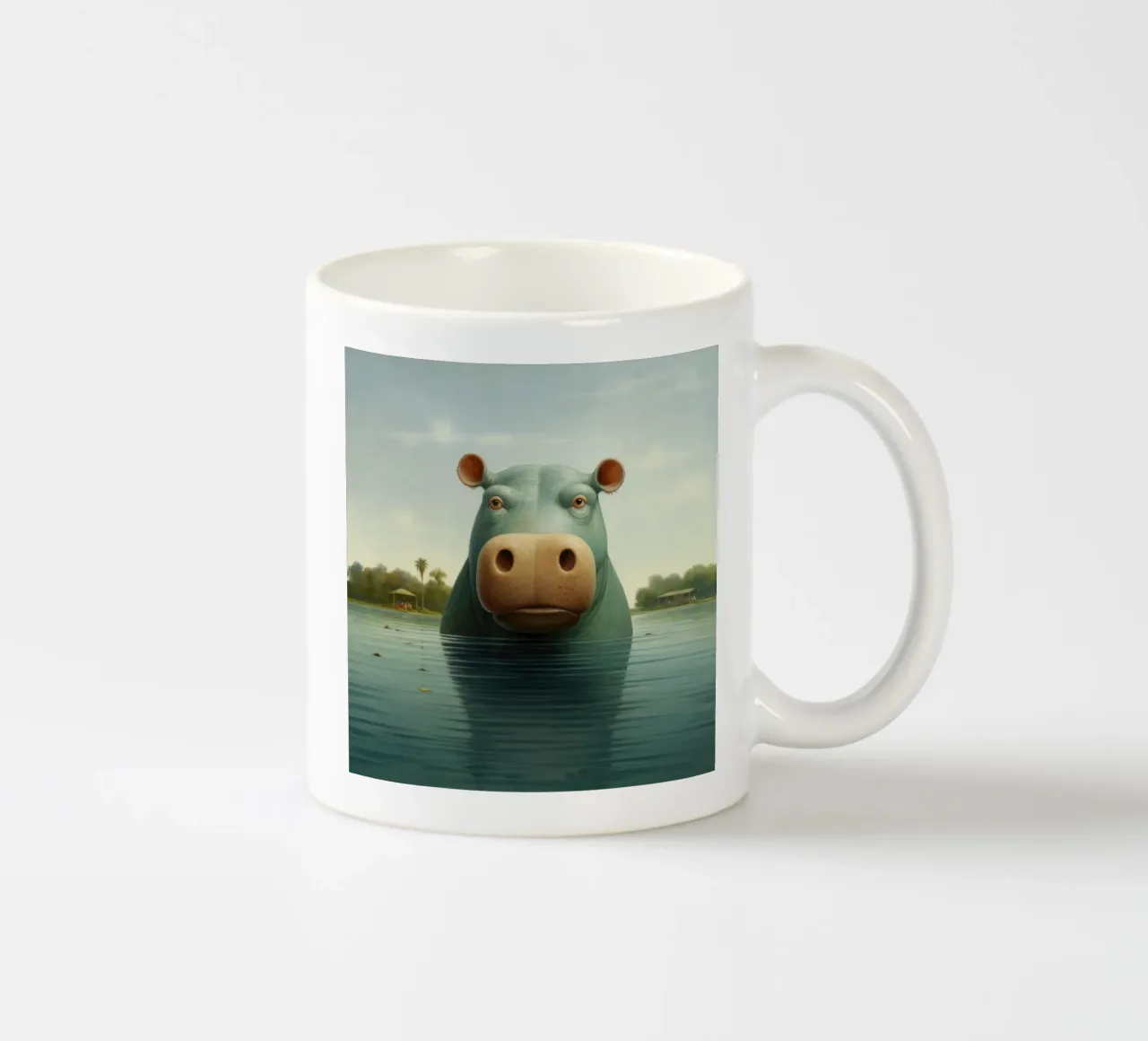 Ippopotamo minimo 2 tazza in ceramica da Minimal Animal Art