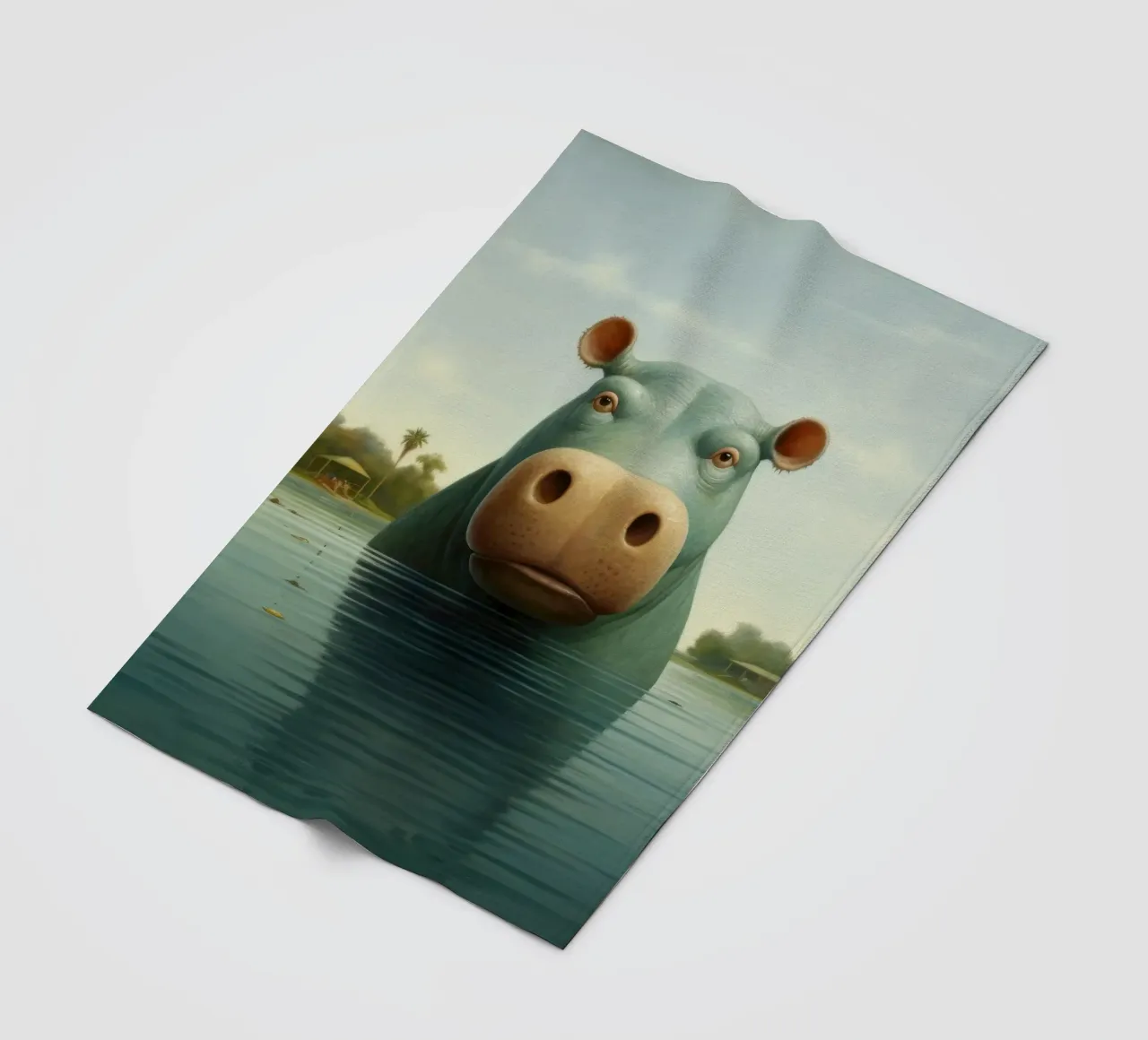 Ippopotamo minimo 2 coperta in pile da Minimal Animal Art
