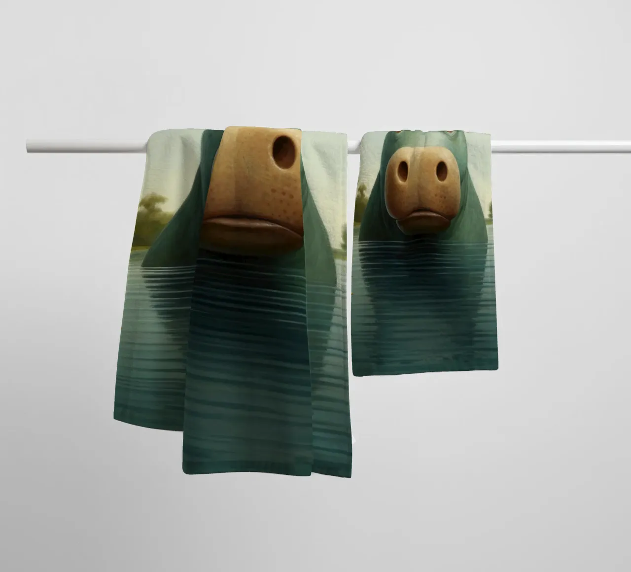 Ippopotamo minimo 2 asciugamano da bagno da Minimal Animal Art