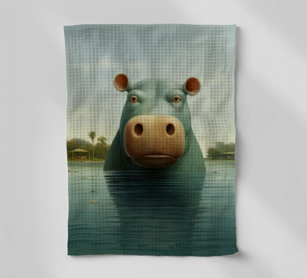 Ippopotamo minimo 2 canovaccio da cucina da Minimal Animal Art