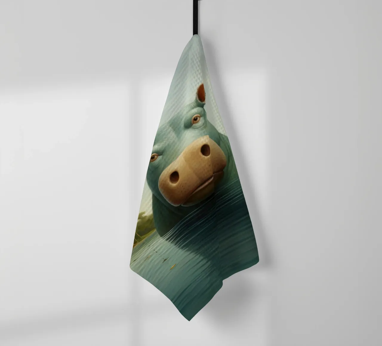 Ippopotamo minimo 2 canovaccio da cucina da Minimal Animal Art