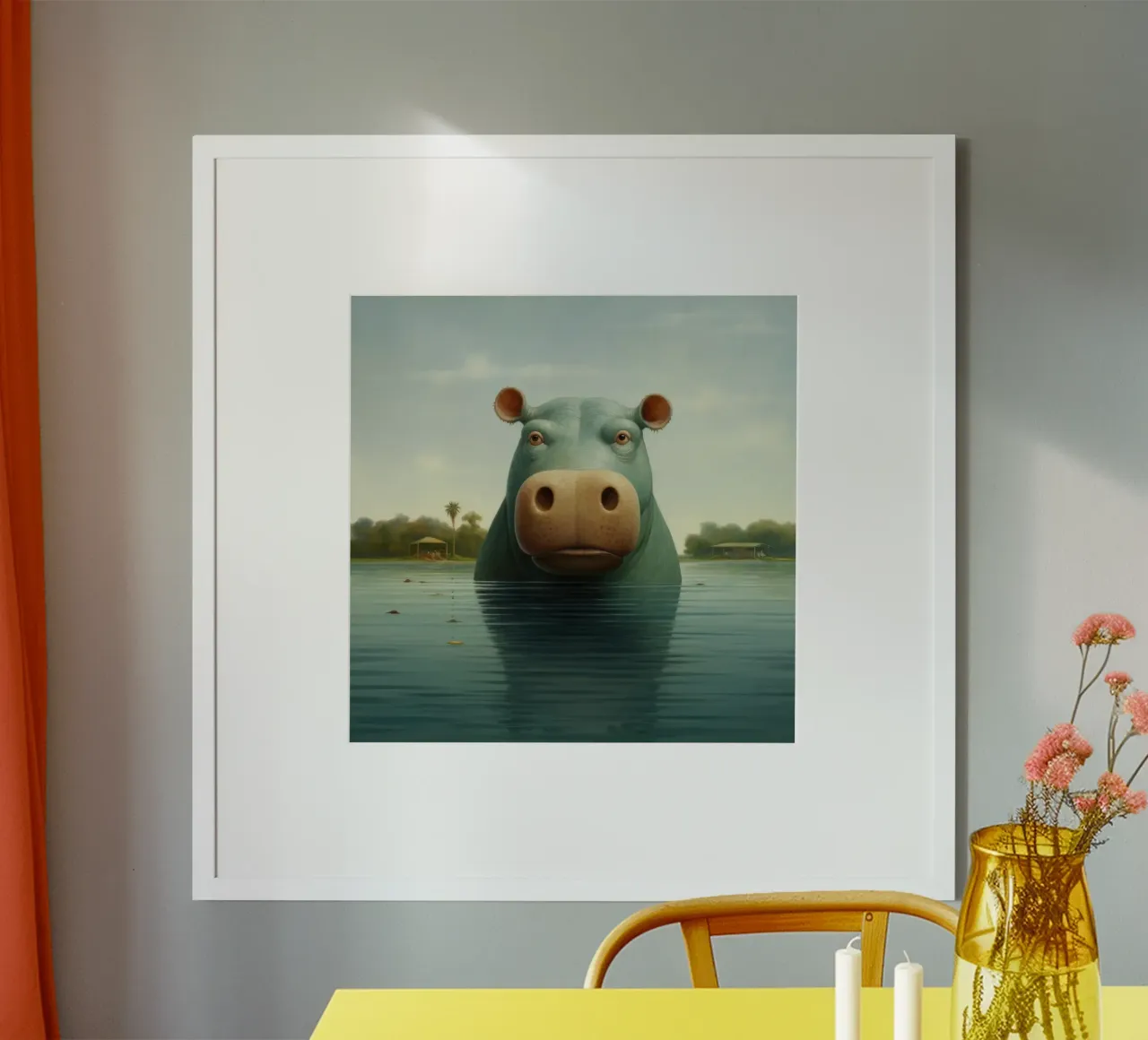 Ippopotamo minimo 2 carta hahnemühle da Minimal Animal Art