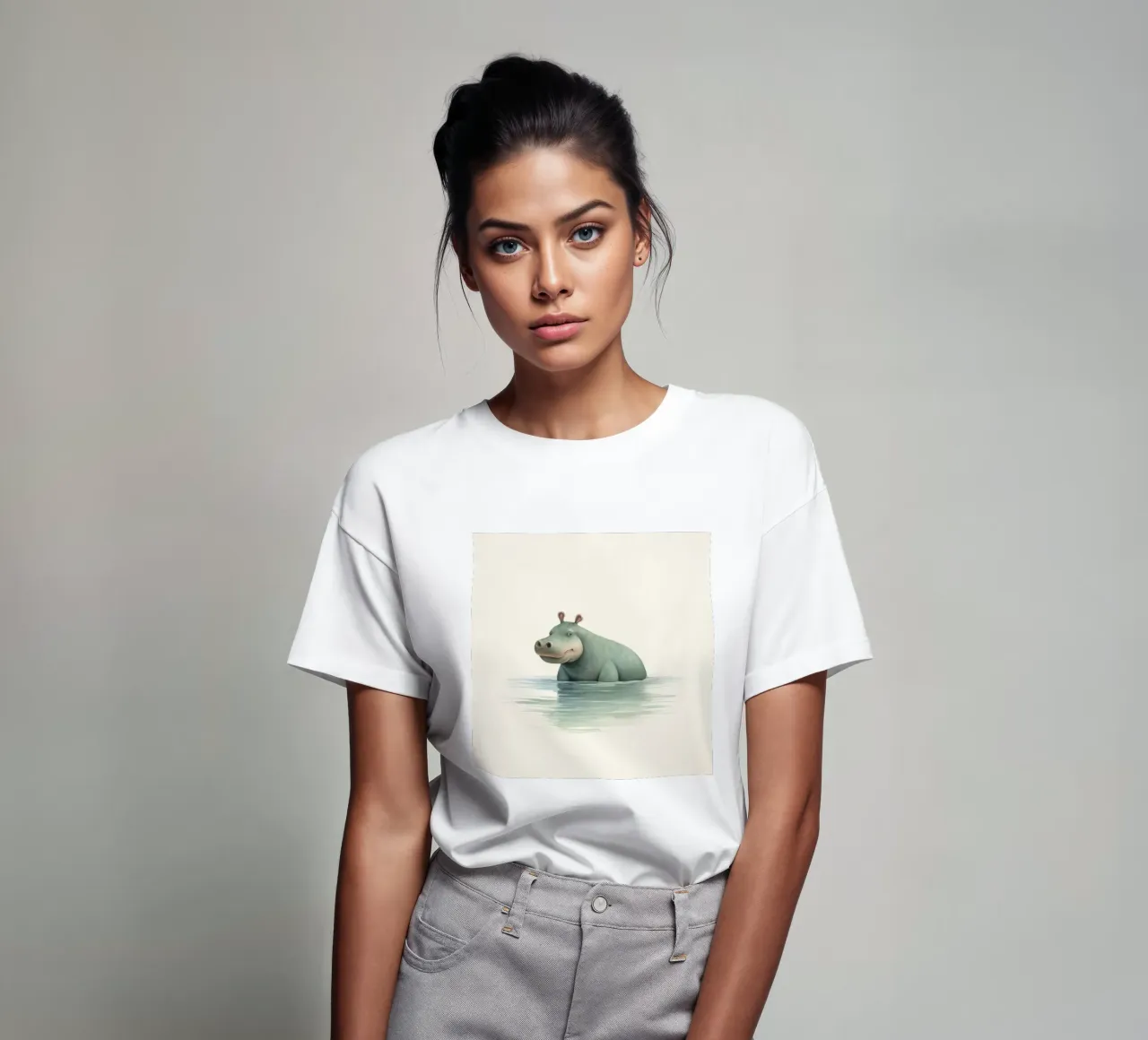 Ippopotamo minimo 3 t-shirt da Minimal Animal Art