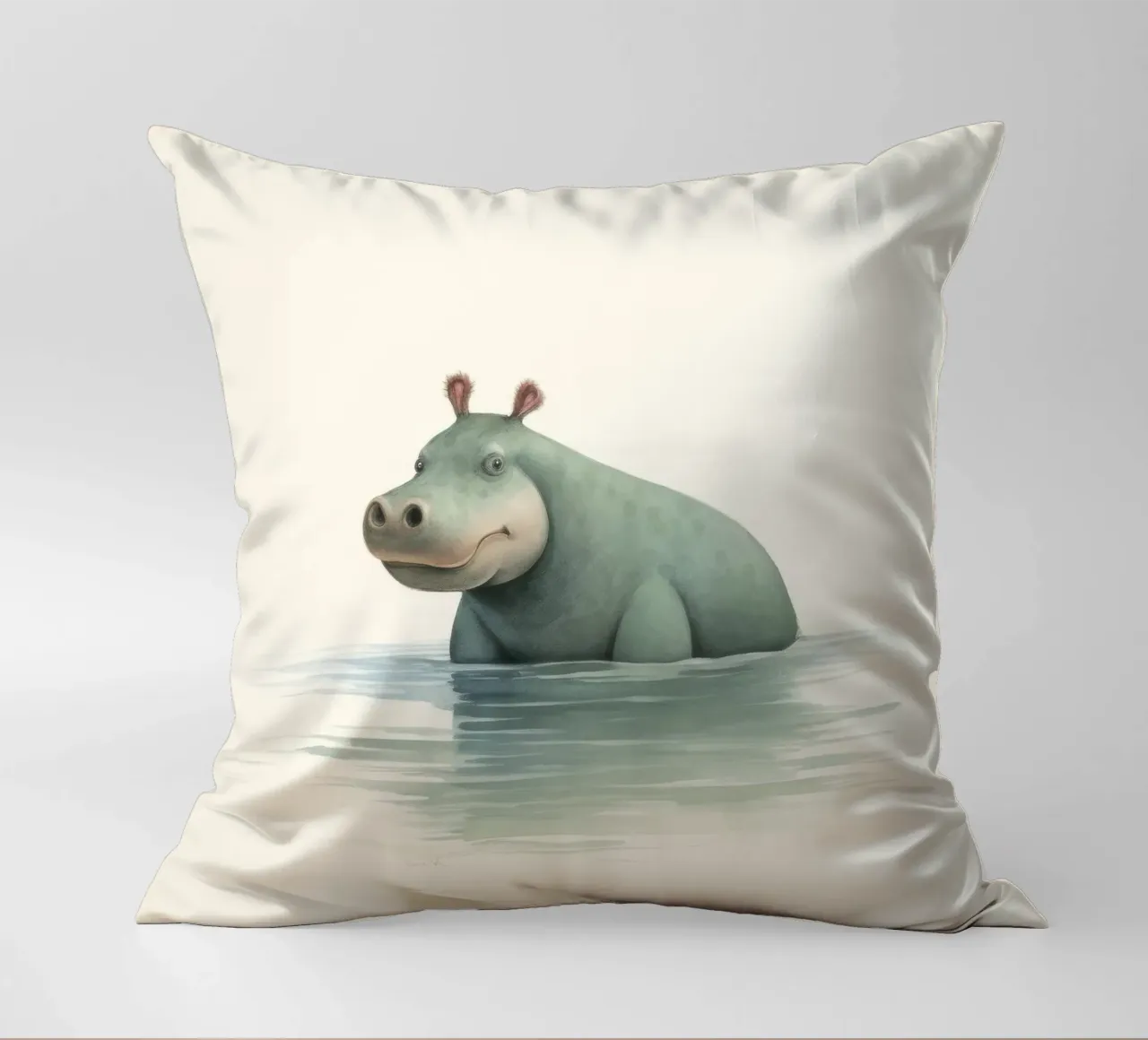 Ippopotamo minimo 3 cuscino da Minimal Animal Art