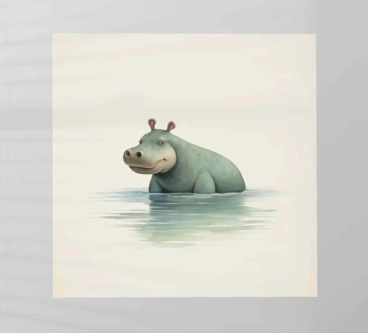 Ippopotamo minimo 3 pellicola backlit da Minimal Animal Art