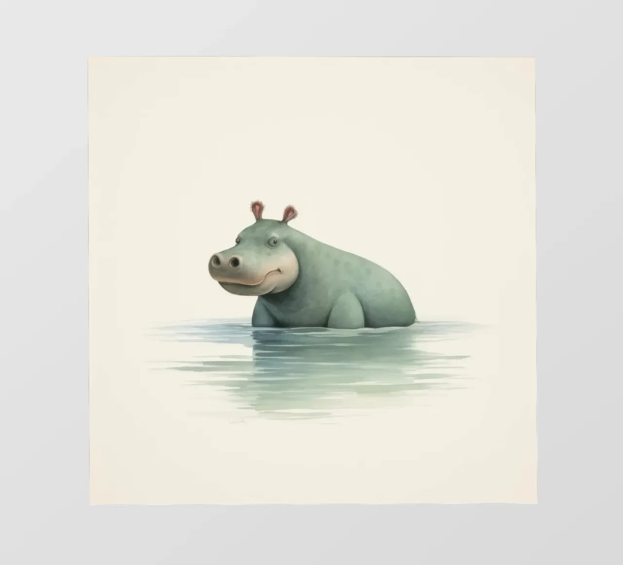 Ippopotamo minimo 3 pellicola backlit da Minimal Animal Art